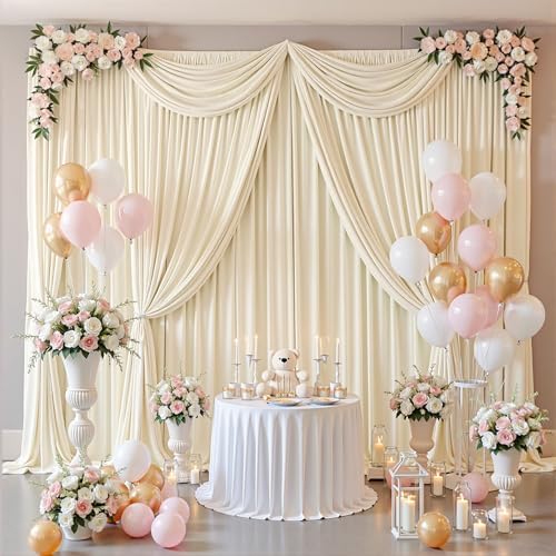 20x10ft Champagne Backdrop Curtain for Parties Wrinkle Free Fabric Backdrop Curtain Wedding Photo Backdrop, alternate view 3