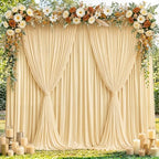 20x10ft Champagne Backdrop Curtain Panels for Parties - Wrinkle Free Polyester Photo Curtain Backdrop Wedding