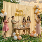 20x10ft Champagne Backdrop Curtain Panels for Parties - Wrinkle Free Polyester Photo Curtain Backdrop Wedding, alternate view