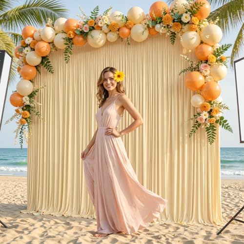 20x10ft Champagne Backdrop Curtain Panels for Parties - Wrinkle Free Polyester Photo Curtain Backdrop Wedding, alternate view