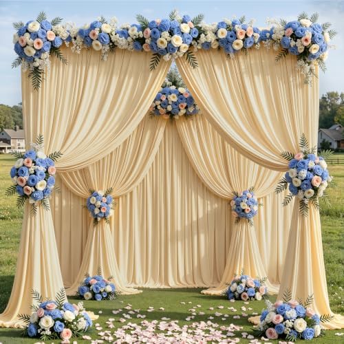 20x10ft Champagne Backdrop Curtain Panels for Parties - Wrinkle Free Polyester Photo Curtain Backdrop Wedding, alternate view