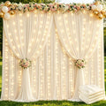 20x10ft Champagne Backdrop Curtains with Lights String for Parties,4 Panels in 5'(W) x 10'(H),4 panels in