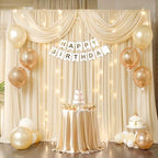 20x10ft Champagne Backdrop Curtains with Lights String for Parties,4 Panels in 5'(W) x 10'(H),4 panels in, alternate view 4