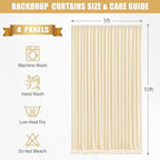 20x10ft Champagne Backdrop Curtains with Lights String for Parties,4 Panels in 5'(W) x 10'(H),4 panels in, alternate view 6