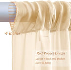 20x10ft Champagne Chiffon Backdrop Curtain with Lights String for Wedding Sheer Tulle Curtain Photo Backdrops, alternate view