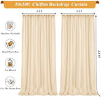 20x10ft Champagne Chiffon Backdrop Curtain with Lights String for Wedding Sheer Tulle Curtain Photo Backdrops, alternate view