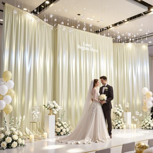20x10ft Champagne Glitter Backdrop Curtain for Parties, Wrinkle Free Satin Photo Backdrop Drapes 4 Panels 5x10FT, alternate