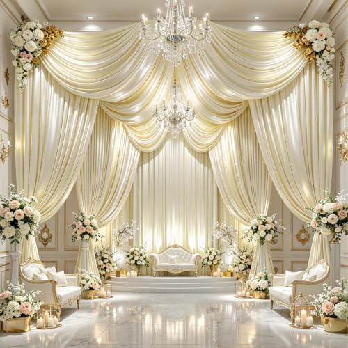 20x10ft Champagne Glitter Backdrop Curtain for Parties, Wrinkle Free Satin Photo Backdrop Drapes 4 Panels 5x10FT, alternate