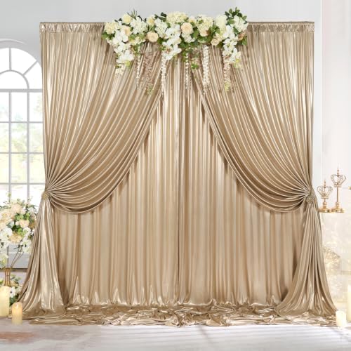 20x10FT Champagne Sequin Backdrop Curtains Wrinkle Free Drapes for Wedding in 20x10FT