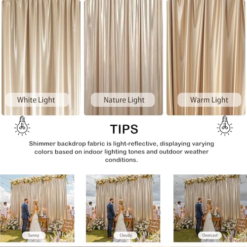 20x10FT Champagne Sequin Backdrop Curtains Wrinkle Free Drapes for Wedding in 20x10FT, alternate view 4