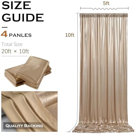 20x10FT Champagne Sequin Backdrop Curtains Wrinkle Free Drapes for Wedding in 20x10FT, alternate view 5