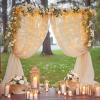 20x10ft Champagne Tulle Backdrop Curtain with Lights String for Parites, Sheer Photo Backdrop Curtains with, alternate view 4
