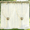 20x10ft Cream White Backdrop Curtains with Lights String for Parties in 5'(W) x 10'(H),4 panels in Cream White