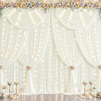 20x10ft Cream White Backdrop Curtains with Lights String for Parties in 5'(W) x 10'(H),4 panels in Cream White, alternate