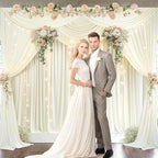 20x10ft Cream White Backdrop Curtains with Lights String for Parties in 5'(W) x 10'(H),4 panels in Cream White, alternate