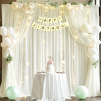 20x10ft Cream White Backdrop Curtains with Lights String for Parties in 5'(W) x 10'(H),4 panels in Cream White, alternate