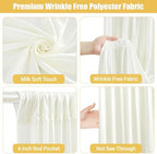 20x10ft Cream White Backdrop Curtains with Lights String for Parties in 5'(W) x 10'(H),4 panels in Cream White, alternate