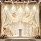 20x10FT Cream Wrinkle Free Backdrop Curtains with Lights String for Parties - Photo Curtain Backdrop with Lights, alternate