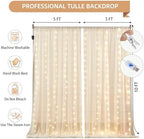 20x10FT Cream Wrinkle Free Backdrop Curtains with Lights String for Parties - Photo Curtain Backdrop with Lights, alternate