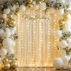 20x10FT Cream Wrinkle Free Backdrop Curtains with Lights String for Parties - Photo Curtain Backdrop with Lights, alternate