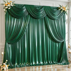 20x10ft Dark Green Glitter Backdrop Curtain for Parties, Wrinkle Free Satin Photo Backdrop Drapes 4 Panels