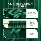 20x10ft Dark Green Glitter Backdrop Curtain for Parties, Wrinkle Free Satin Photo Backdrop Drapes 4 Panels, alternate view 4