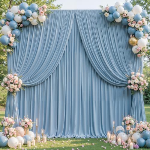 20x10ft Dusty Blue Backdrop Curtains for Wedding Parties Wrinkle Free Blue Curtains Photo Backdrop Drapes for