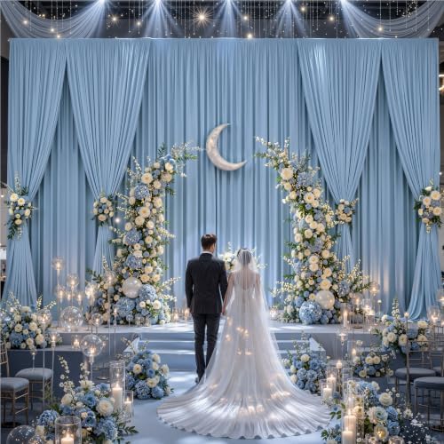 20x10ft Dusty Blue Backdrop Curtains for Wedding Parties Wrinkle Free Blue Curtains Photo Backdrop Drapes for, alternate view
