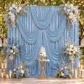 20x10FT Dusty Blue Sequin Backdrop Curtains Wrinkle Free Drapes for Wedding in 20x10FT