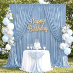 20x10FT Dusty Blue Sequin Backdrop Curtains Wrinkle Free Drapes for Wedding in 20x10FT, alternate view 2