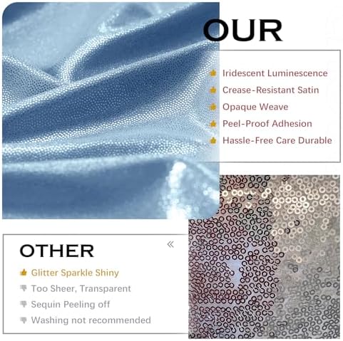 20x10FT Dusty Blue Sequin Backdrop Curtains Wrinkle Free Drapes for Wedding in 20x10FT, alternate view 3