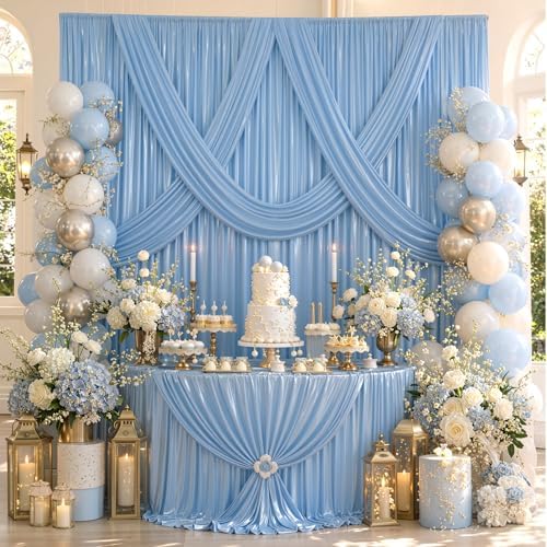 20x10FT Dusty Blue Sequin Backdrop Curtains Wrinkle Free Drapes for Wedding in 20x10FT, alternate view 4
