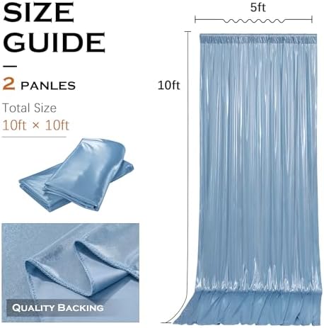 20x10FT Dusty Blue Sequin Backdrop Curtains Wrinkle Free Drapes for Wedding in 20x10FT, alternate view 5