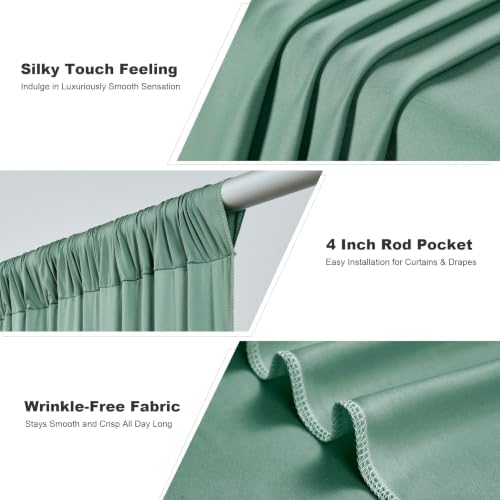 20x10ft Dusty Green Backdrop Curtains for Parties, 4 Panels 5x10ft Wrinkle-Free Polyester Background Curtains, alternate view
