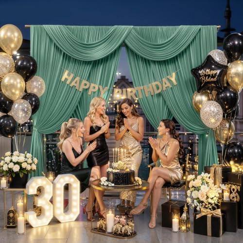 20x10ft Dusty Green Backdrop Curtains for Parties, 4 Panels 5x10ft Wrinkle-Free Polyester Background Curtains, alternate view