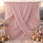 20x10ft Dusty Pink Backdrop Curtains for Parties, 4 Panels 5x10ft Wrinkle-Free Polyester Background Curtains for
