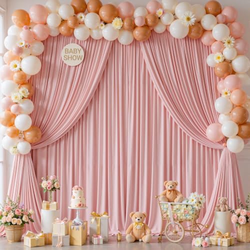 20x10ft Dusty Rose Backdrop Curtain Panels for Parties - Wrinkle Free Polyester Photo Curtain Backdrop Wedding, alternate