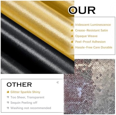 20x10ft Gold Black Sequin Backdrop Curtains Wrinkle Free Drapes for Wedding in 20x10ft, alternate view 2