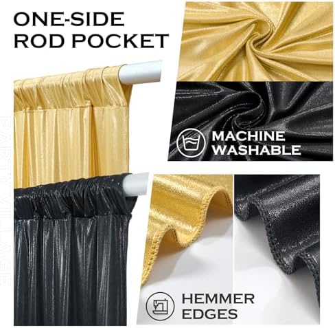 20x10ft Gold Black Sequin Backdrop Curtains Wrinkle Free Drapes for Wedding in 20x10ft, alternate view 5