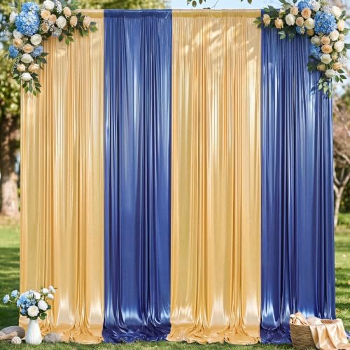 20x10FT Gold & Blue Backdrop Curtain for Parties Sequin Backdrop Curtain in 20x10FT