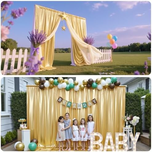 20x10FT Gold Sequin Backdrop Curtains Wrinkle Free Drapes for Wedding Party in 20x10FT, alternate view 3