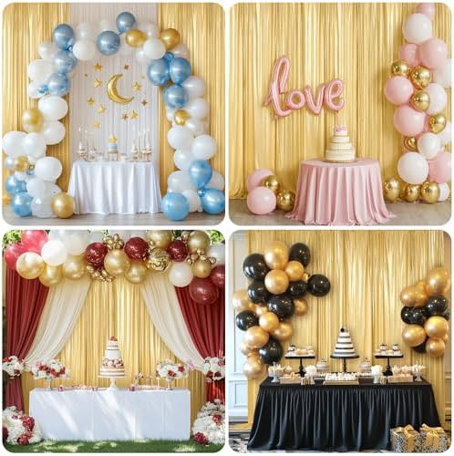 20x10FT Gold Sequin Backdrop Curtains Wrinkle Free Drapes for Wedding Party in 20x10FT, alternate view 4