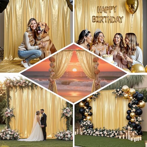 20x10FT Gold Sequin Backdrop Curtains Wrinkle Free Drapes for Wedding Party in 20x10FT, alternate view 5