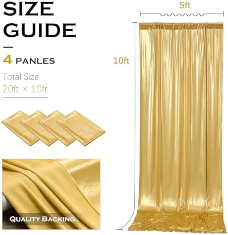 20x10FT Gold Sequin Backdrop Curtains Wrinkle Free Drapes for Wedding Party in 20x10FT, alternate view 6