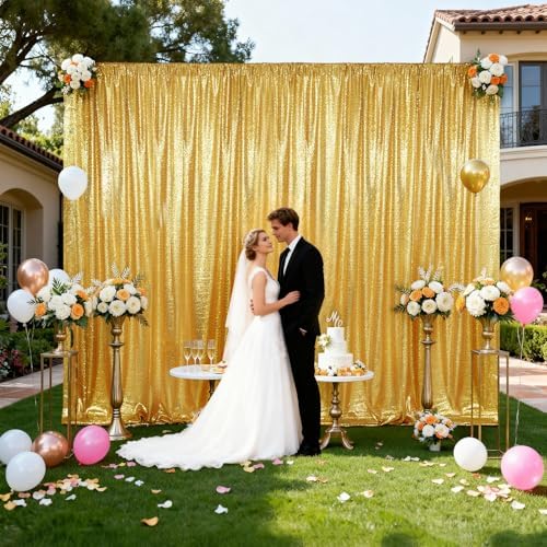 20x10ft Gold Sequin Backdrop for Photography Shimmer in 20FT x 10FT in Gold, alternate view 2