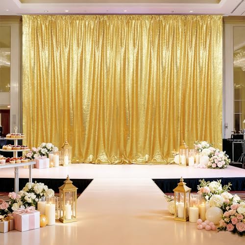 20x10ft Gold Sequin Backdrop for Photography Shimmer in 20FT x 10FT in Gold, alternate view 3