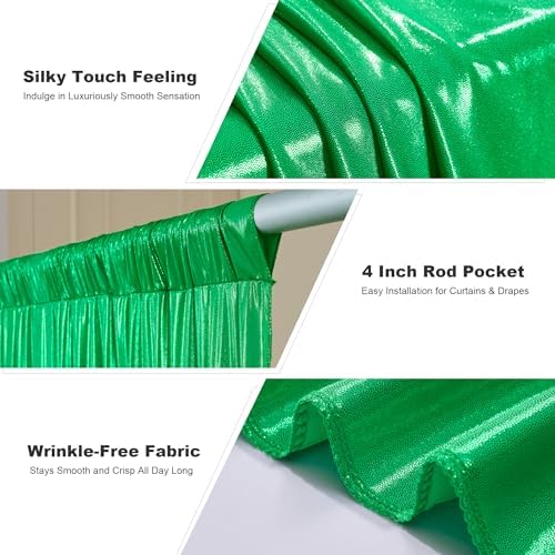 20x10FT Green Sequin Backdrop Curtain - 4 Panels of 5x10FT Wrinkle-Free Glitter Drapes for Photography, alternate view 3