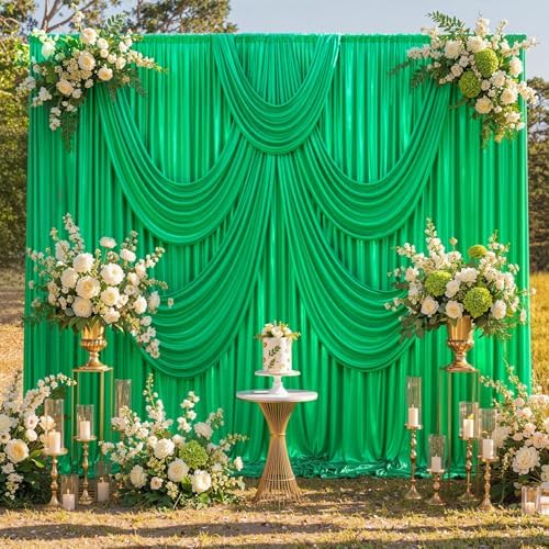 20x10FT Green Sequin Backdrop Curtains Wrinkle Free Drapes for Wedding in 20x10FT