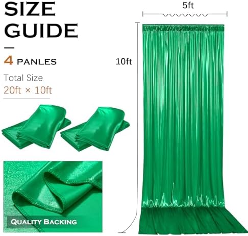 20x10FT Green Sequin Backdrop Curtains Wrinkle Free Drapes for Wedding in 20x10FT, alternate view 5