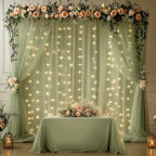 20x10FT Green Wrinkle Free Backdrop Curtains with Lights String for Parties - Photo Curtain Backdrop with Lights, alternate